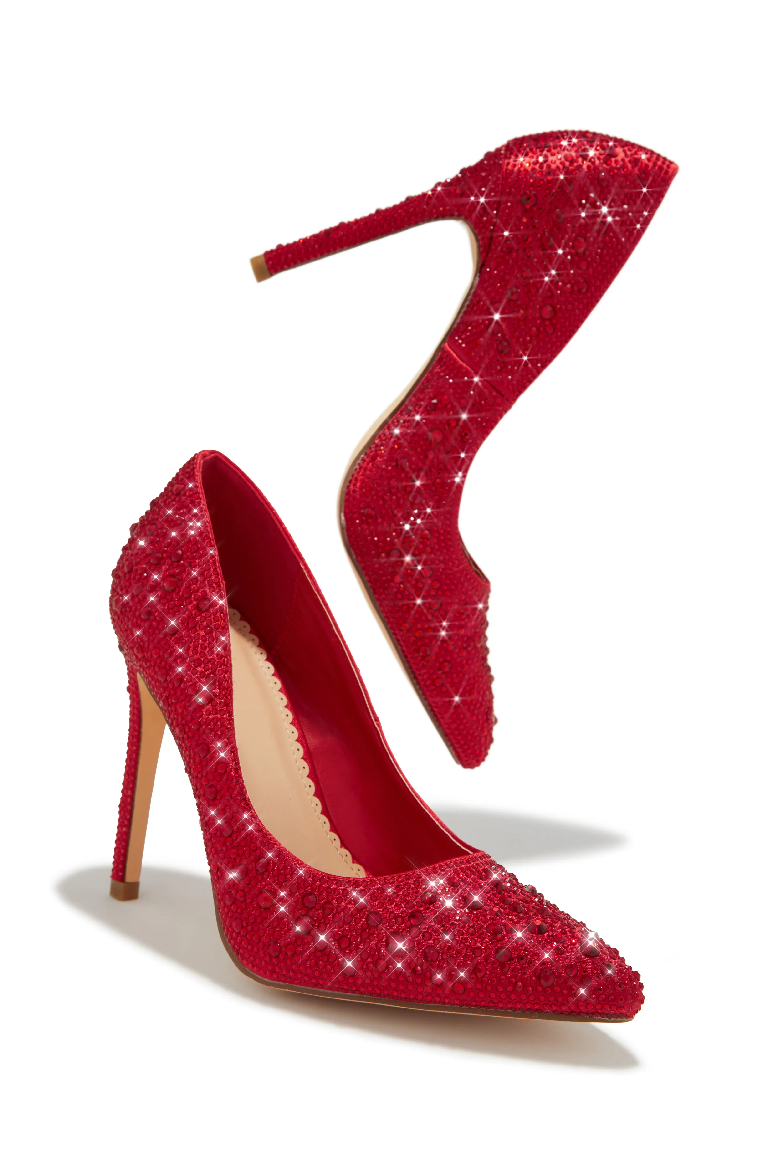 Kelly Embellished High Heel Pumps - Red