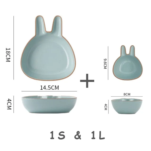 Set of cute cartoon ceramic plate