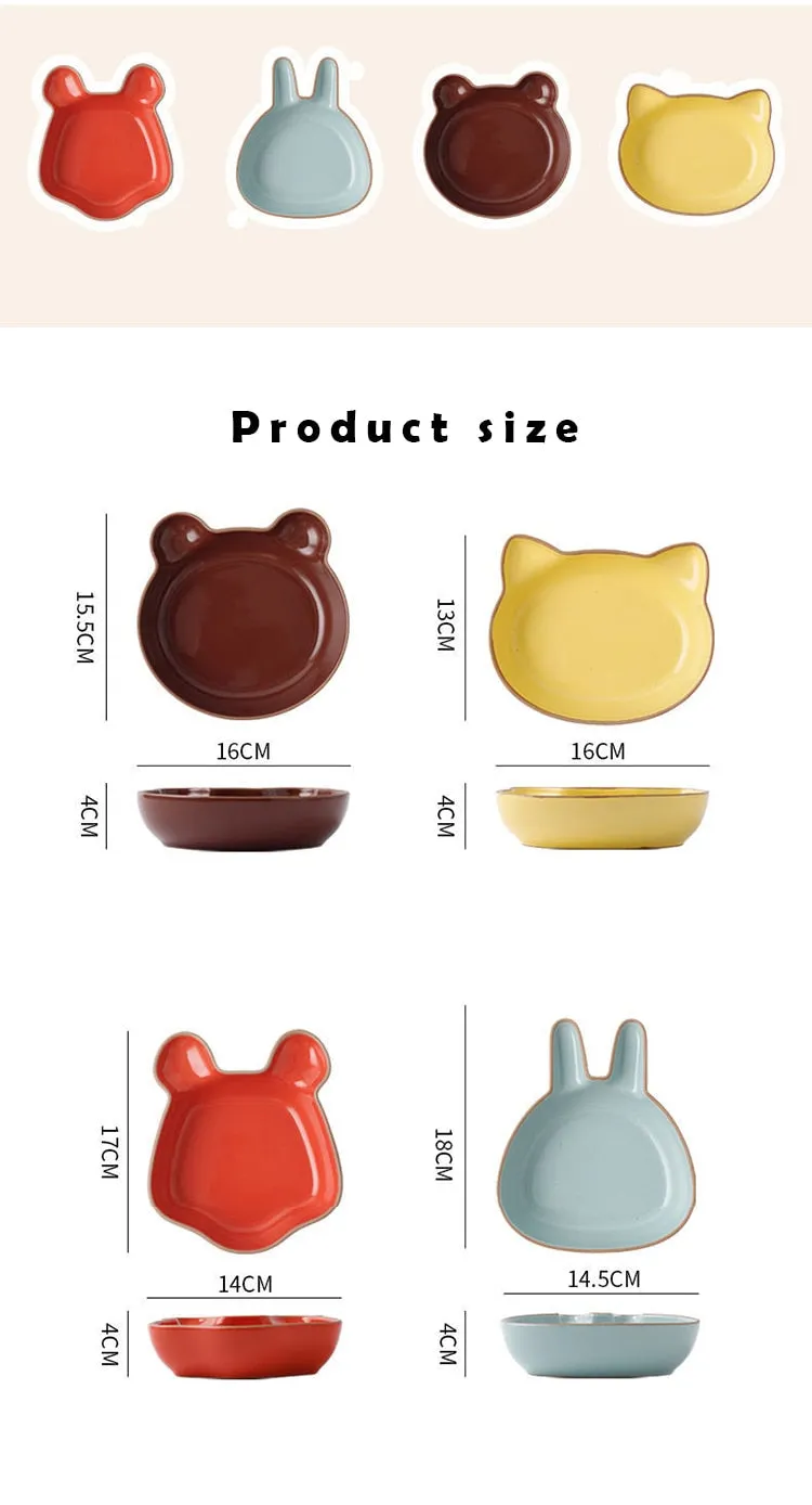 Set of cute cartoon ceramic plate